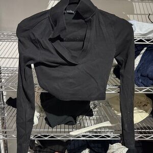Zara Black Long Sleeve Crop Top